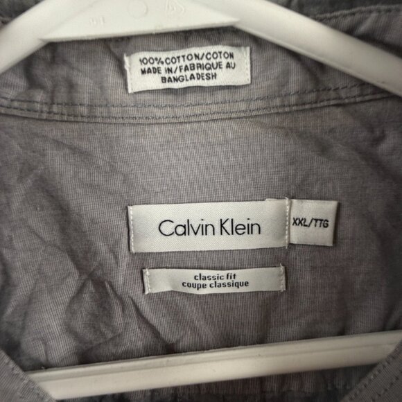 Calvin Klein Button Up Shirt Men Gray Red 2XL Classic Fit Fade Cotton Woven - Picture 8 of 14